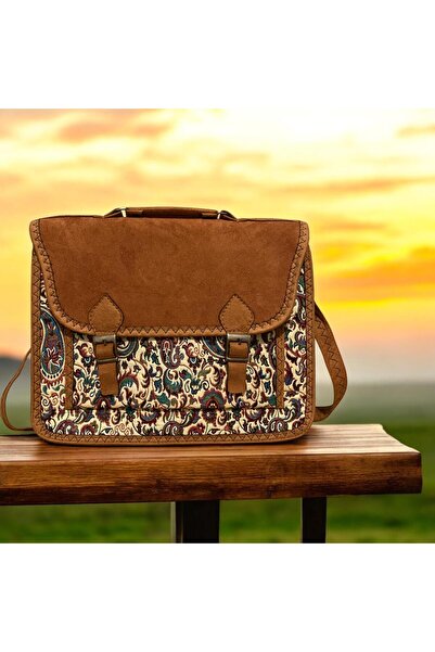 MODA Termo süet etnik desenli orta boy kadın omuz çantası