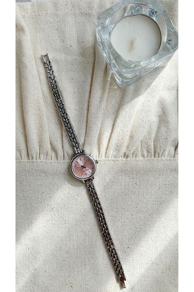 QUARTZ Minimal Metal Band Women's Wristwatch Silver Color