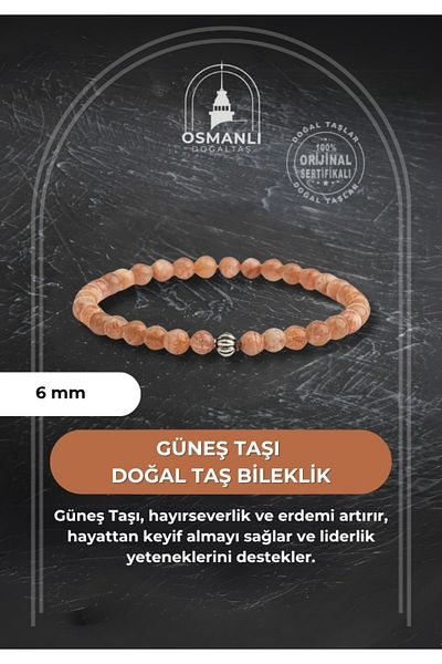 OSMANLI DOĞAL TAŞ Sun Stone 6mm Natural Stone Bracelet