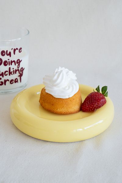 Beige & Stone Ceramic Small Size Yellow Donut Dessert Presentation Plate