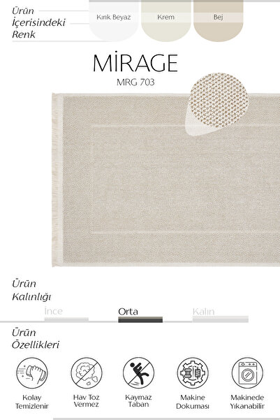 Cool Halı Mirage Beige Carpet Loop Weave Non-Slip Base Machine Washable Modern Living Room Hall Carpet