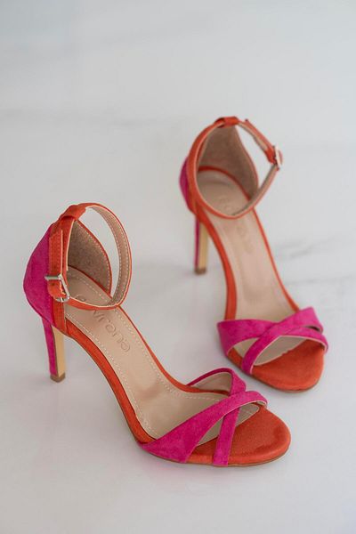 sovrana Cross Strap Heeled Shoes Fuchsia-Orange
