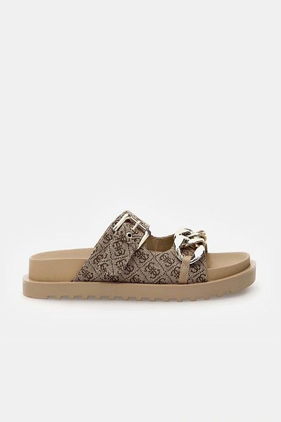 Guess Casual γυναικείες παντόφλες μπεζ/καφέ Fl6ft2fal03-beıbr