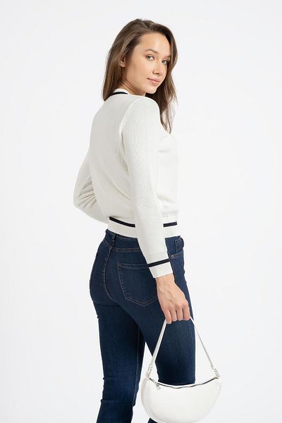 RTD&VLD Women's Vt2462 V-Neck Knitwear Sweater White