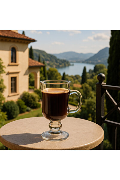 Veliday 1 Adet Paşabahçe Ayaklı Kulplu Cam Latte Cappuccino Nescafe Meşrubat Bardağı Coffee Kupası