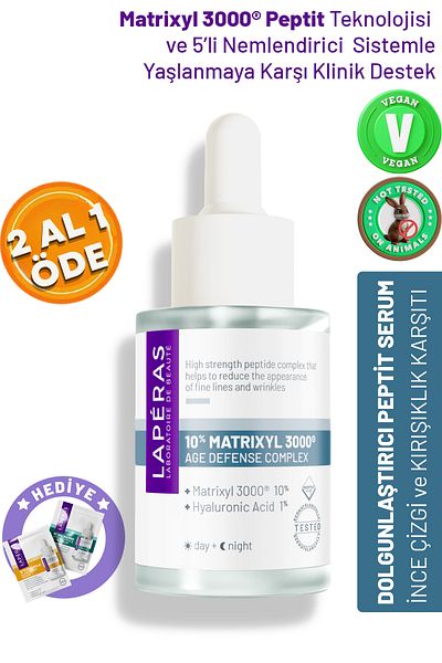 LAPERAS 10% Peptide Matrixyl 3000® 1% Hyaluronic Acid Plumping Moisturizing Vegan Peptide Serum