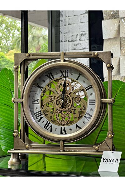 YASAR CONCEPT Ferrossa Metal Çarklı Masa Saati 33x33 Cm