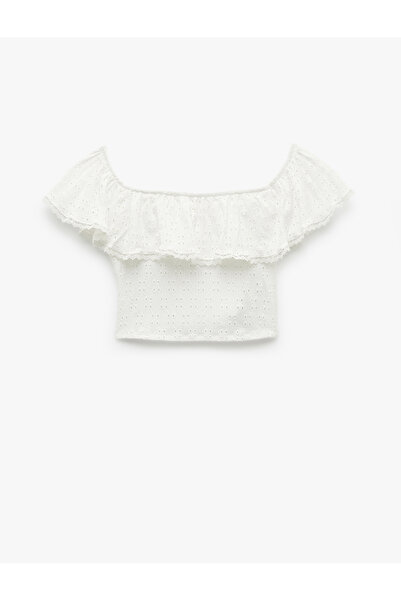 Koton Αμάνικη επένδυση Slim Fit Μπλούζα με βολάν με στρας με βολάν