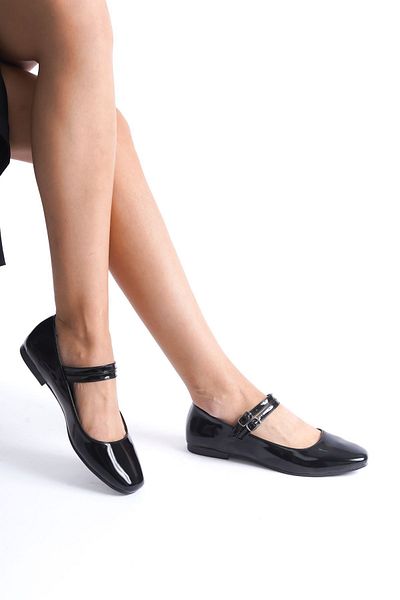 Zlato Shiny Black Women's Ballerina Shoes