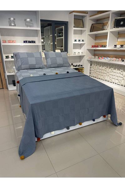 Sudemhome Double Pompom Cotton Dowry Boxed Soft Pique Set Gray