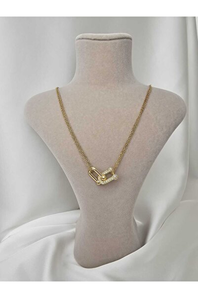 Zivazer Store قلادة نسائية من الحجر بسلسلة مزدوجة من الفولاذ المقاوم للصدأ