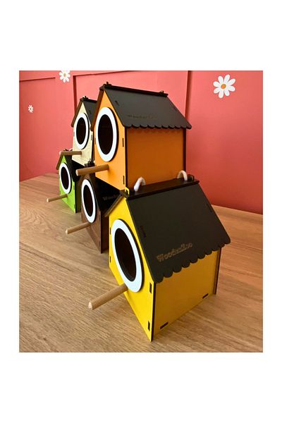 WoodenZoo Wooden Decorative Bird House Nest, Nest, Balcony, Garden Accessory Set of 5