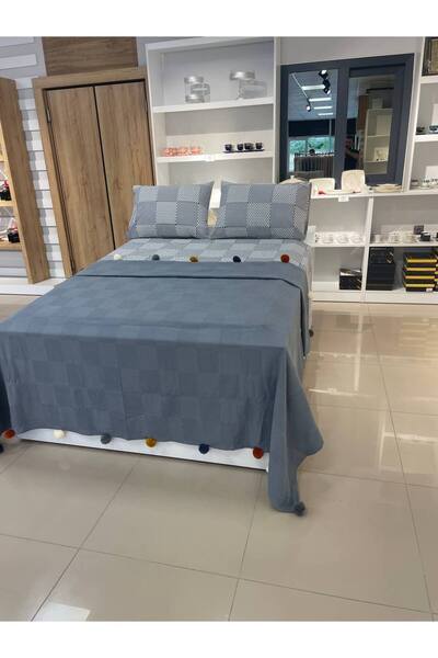 Sudemhome Double Pompom Cotton Dowry Boxed Soft Pique Set Gray