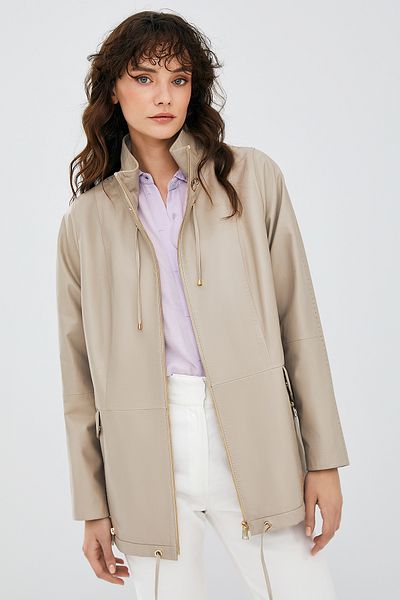 Derimod Nancy Women's Beige Leather Long Coat - 23sge5087r3