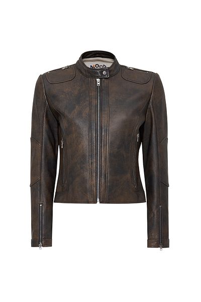 Derimod Brown Vintage Glam Women's Leather Jacket - 24sgm5194vd