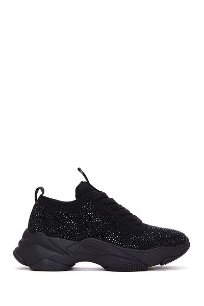 Derimod Zero Women's Black Lace-Up Stone Sneaker 24Wfd 430114