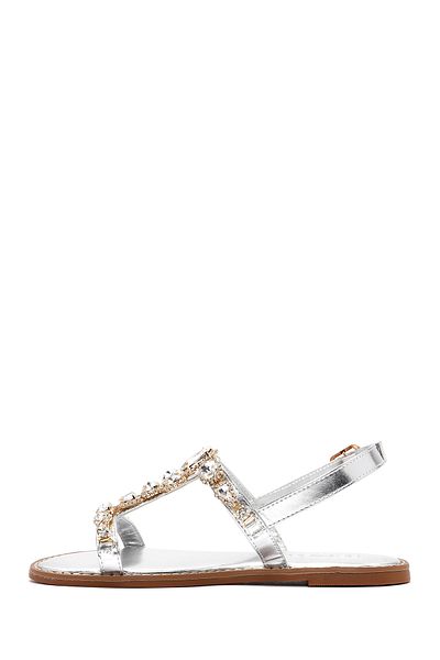 Derimod Sandale de damă Stoned Silver - curea la gleznă, 24 sfe 494014