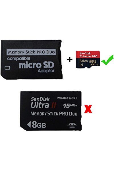Generic Memory Stick PRO DUO Adaptor, Compatible Micro SD to PSP Adaptor, Suitable For PSP/Camera/Handycam
