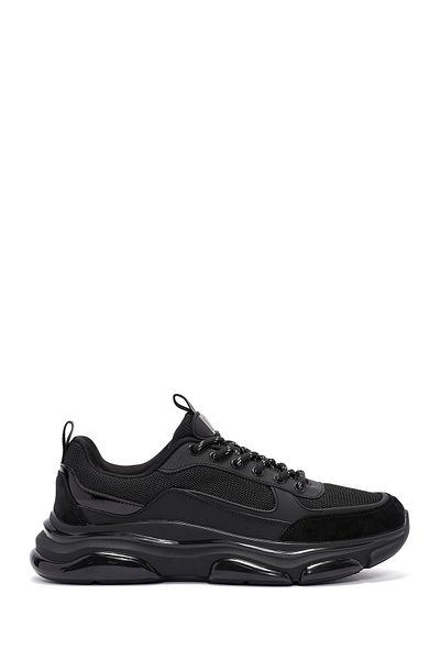Derimod Men's Black Lace-Up Leather Sneakers 24Wfd 691614
