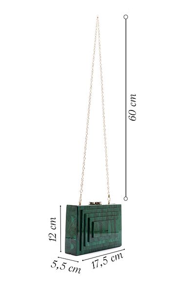 Derimod Women's Green Long Chain Strap Mini Box Portfolio Bag 24Wbd2876Pv