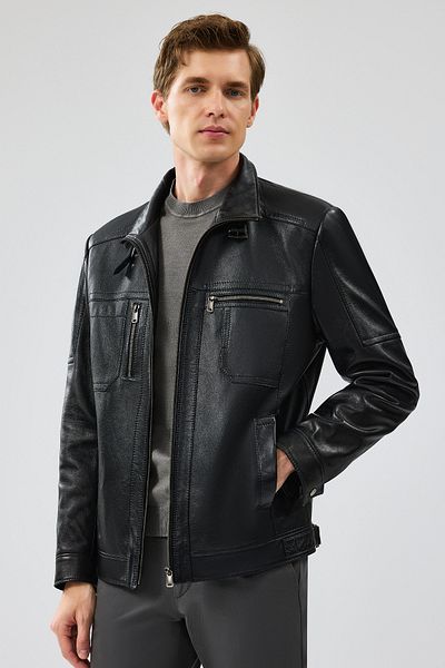 Derimod Muller-X Men's Black Leather Jacket 24Wge65151M