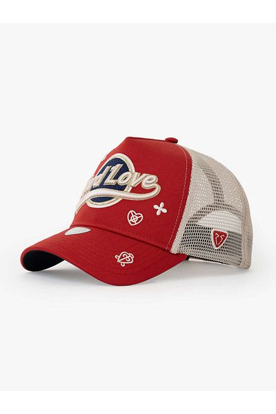 Rust&Rich Women Men Red Hat Urban Collection Hard Love Trucker Hat