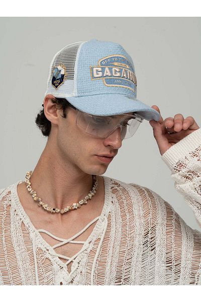 Rust&Rich Women's Men's Blue Trucker Hat Space Collection Gagarin