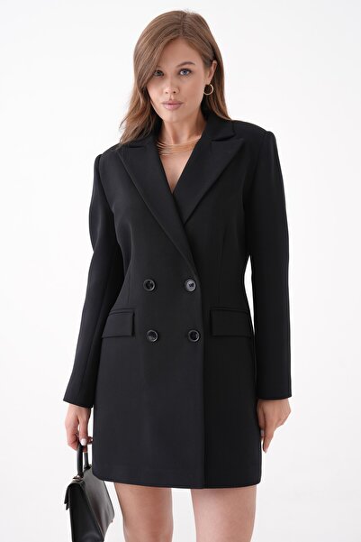 Saade Black Button Detailed Business Jacket