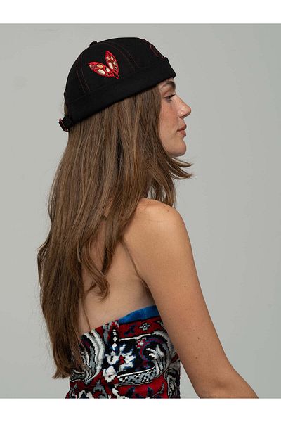 Rust&Rich The Indians Collection - Men's Black/Red Cap, Red Indian Docker