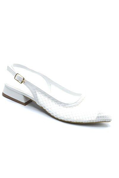 KOCAMANLAR حذاء راقصة باليه نسائي بكعب قصير ومفتوح من الخلف من Feles باللون ا...