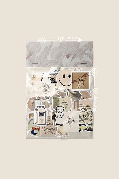 dadi ramba Beige Color Bullet Journal - Agenda - Planner - Notebook - Laptop Label Sticker - Sticker Pack