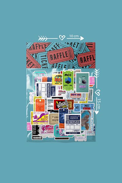 dadi ramba Ticket Ticket Bullet Journal - Agenda - Planner - Notebook - Laptop Sticker Sticker - Sticker Pack