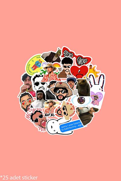 dadi ramba Bad Bunny Bullet Journal - Agenda - Planner - Notebook - Laptop Sticker Sticker - Sticker Pack