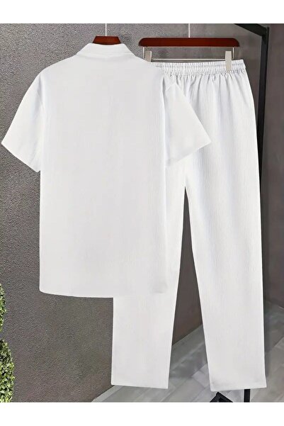 dwnwear Bürümcük Krinkıl Kumaş Yazlık Likralı Erkek Gömlek Pantolon Takım