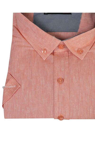 tambattal Plus Size Linen Shirt Short Sleeve Button Collar (Wide Relaxed Fit)