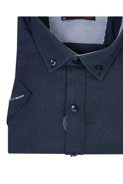 tambattal Plus Size Linen Shirt Short Sleeve Button Collar (Wide Relaxed Fit)