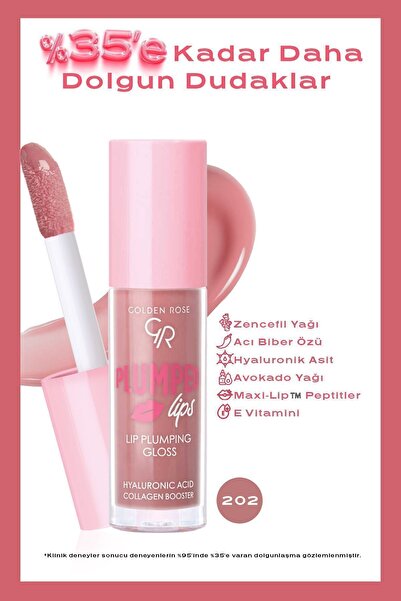Golden Rose Plumped Lips Plumping Lipgloss 202 Dolgunlaştırıcı & Nemlendirici...