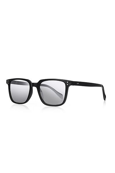 Kinary Unisex Sunglasses Black Shiny Gray Mirrored 2028