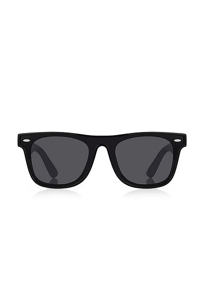 Kinary Unisex Sunglasses Black Shiny Gray Handle Glass Black 2008