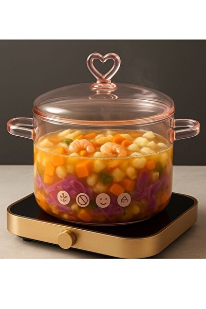 Senin Dükkanın 1500 Ml Pink Dream Borosilicate Glass Pot