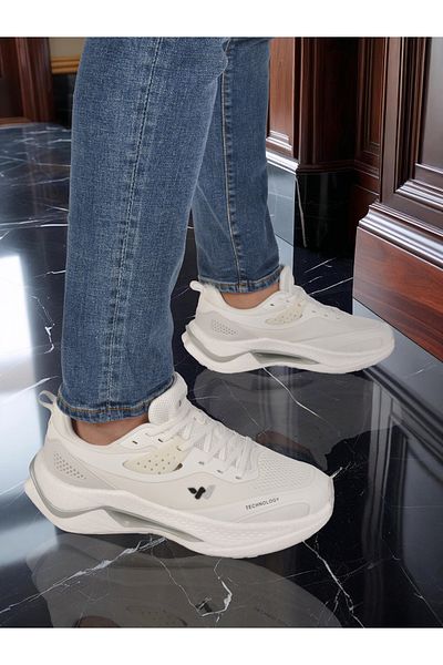 WALKWAY Ανδρικά αθλητικά παπούτσια White Mesh Light Flexible Memory Foam Tiraspol M