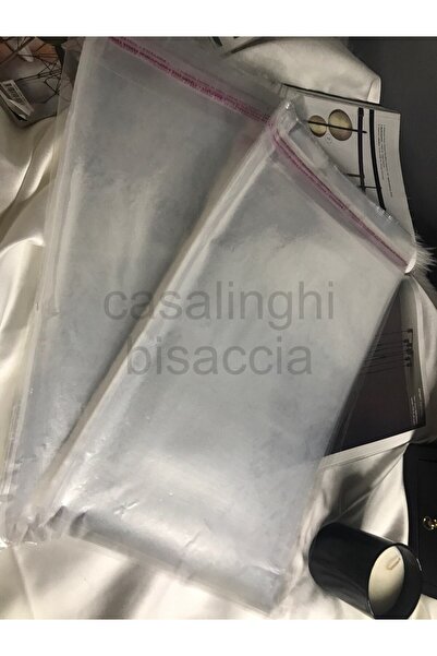 bisaccia 15x25cm (KAPAK PAYI DAHİL) - 20 Adet Jelatin Poşet Bantlı Şeffaf Opp Torba Paket