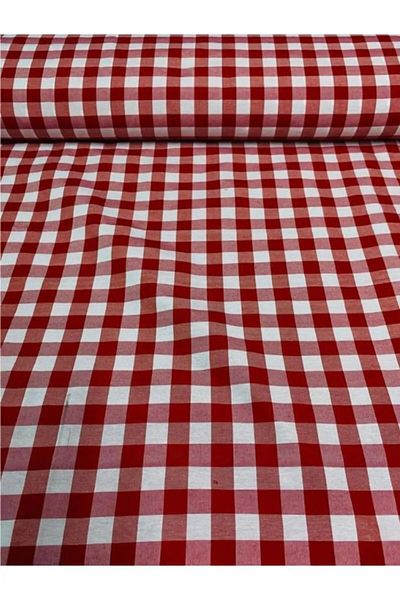 senmasy Plaid Pattern Red Cotton Multi-Purpose Fabric Gingham Fabric/170*200