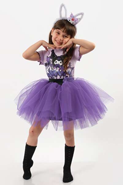 Milangel kısa kollu kromi temalı yazlık kız çocuk tütü etekli takım