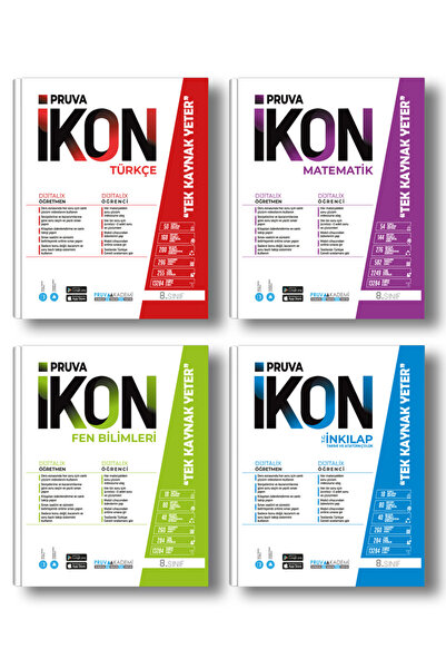 Pruva Akademi 2026 Lgs 8.sınıf Ikon 4 Kitap Set Türkçe Matematik Fen Bilimler...
