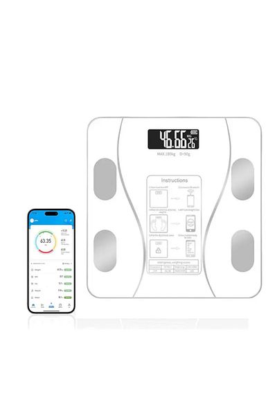 ABYZ SMART electronic scale with personalized monitoring Wireless BMI BlueTooth Digital Body Health White