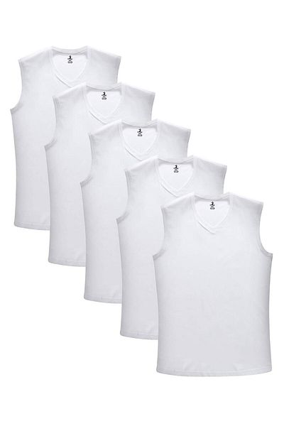 tambattal 5 Pcs Plus Size V Neck Zero Sleeve Undershirt Tank Top