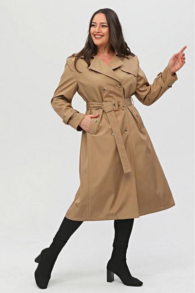 Jamila Long Plus Size Women's Lined Trench Coat