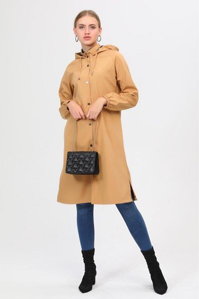 Jamila Women's Sports Hooded Trench Coat - Cap