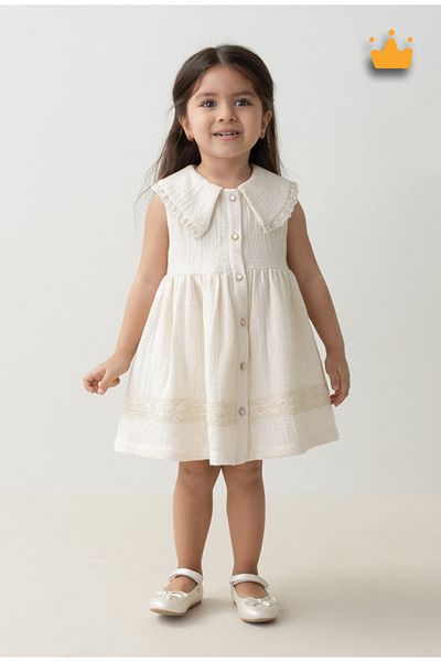 Mymio 0-24 Months 100% Cotton Baby Girl Child Whistle Lace Glittery Muslin Summer Holiday Dress 4212